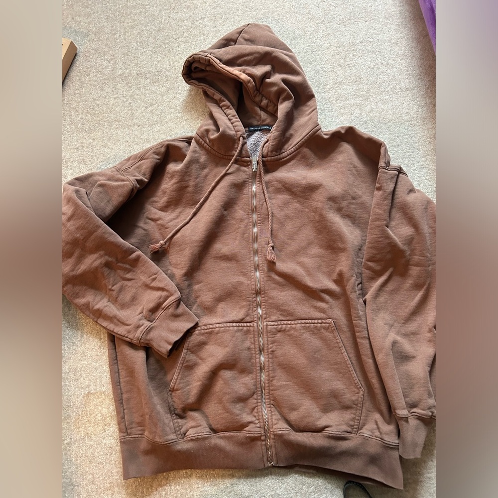 Brandy Melville oversize zip up brown
